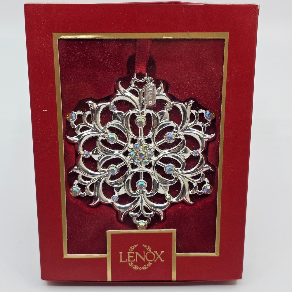 Lenox 2022 Snow Majesty Snowflake Ornament 18th Series Silver Plate AB Crystals